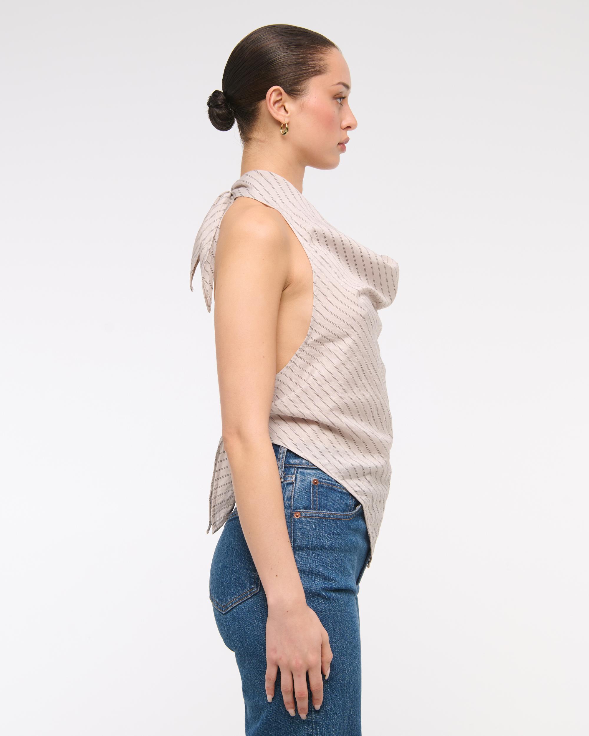 Cowl Neck Tie-Back Halter Top Product Image