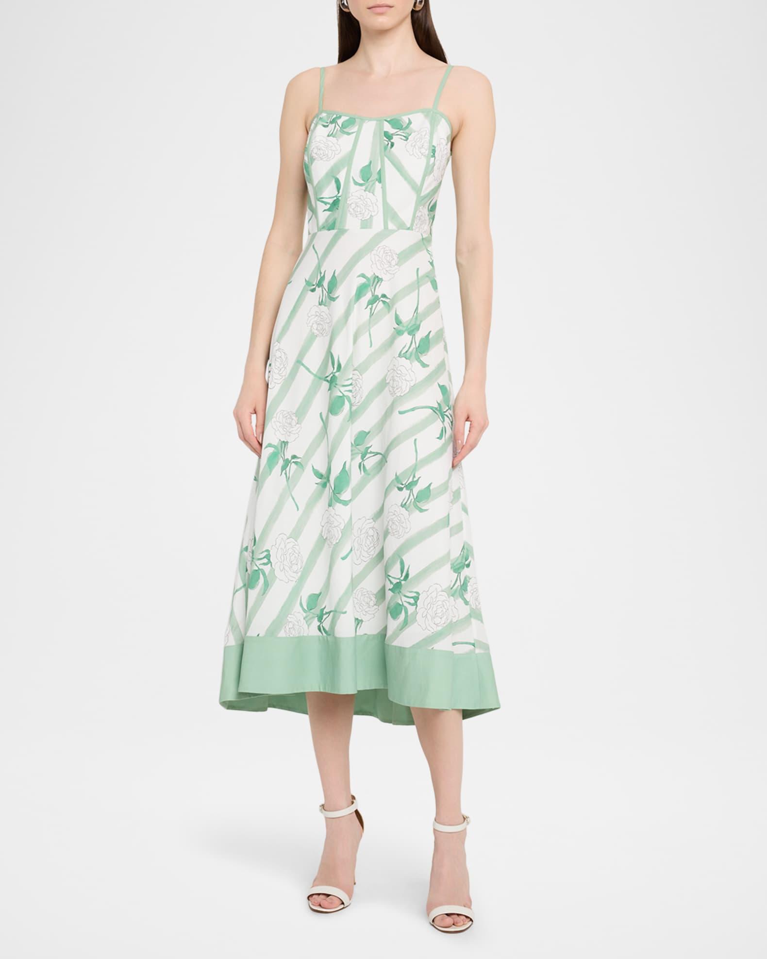 The Gia Liberty Striped Floral-Print Midi Dress Product Image