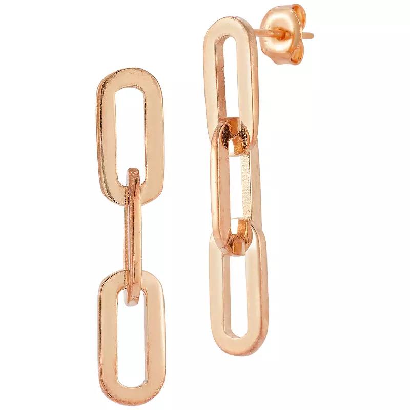 Sunkissed Sterling Sterling Silver Small Link Chain Drop Earrings, Womens, Gold Tone Product Image