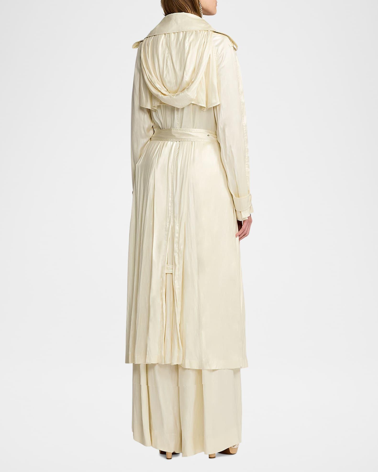 Twyla Technical Glossy Charmeuse Trench Coat Product Image