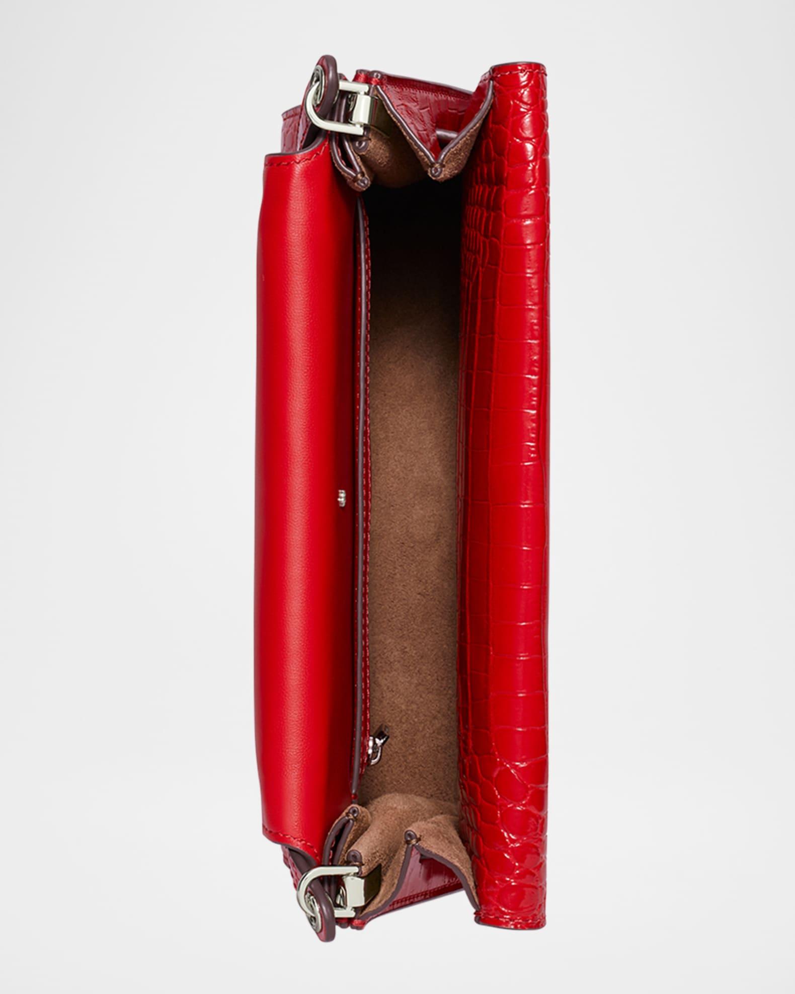 Croc-Embossed Leather Shoulder Bag Product Image