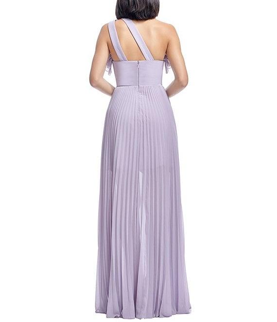 Dress the Population Vida Ruffle One Shoulder Sleeveless Pleated Gown Product Image