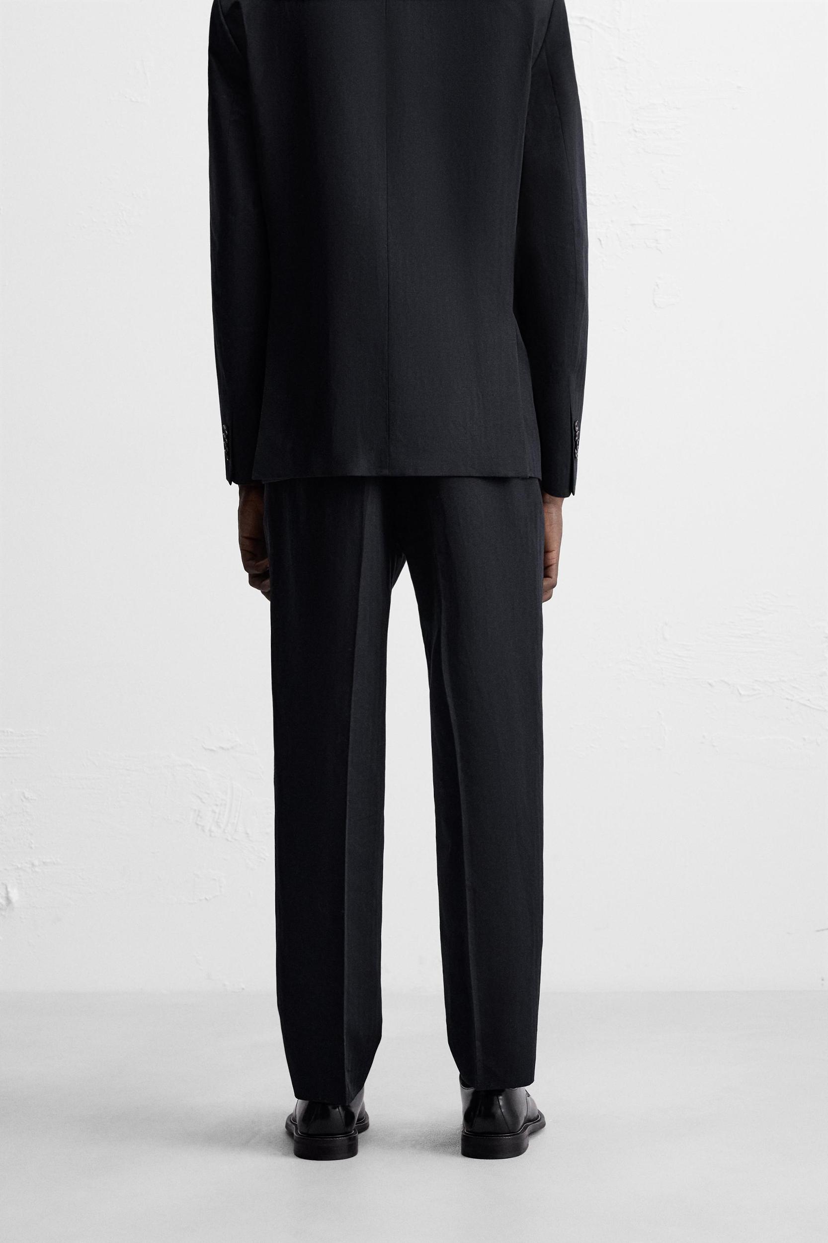 HERRINGBONE LINEN COTTON SUIT PANTS Product Image