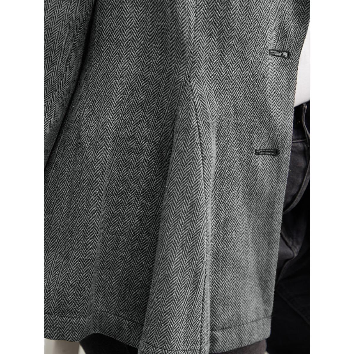 Plus Size Patchwork Contrast Button Up Blazer Black Women Dailywear Plain Contrast Sleeve Long Sleeve Suit Collar 22-24/3X Casual Blazers BloomChic Product Image