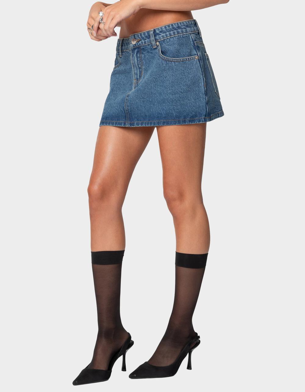 EDIKTED Chiara Denim Micro Skirt - BLUE Product Image