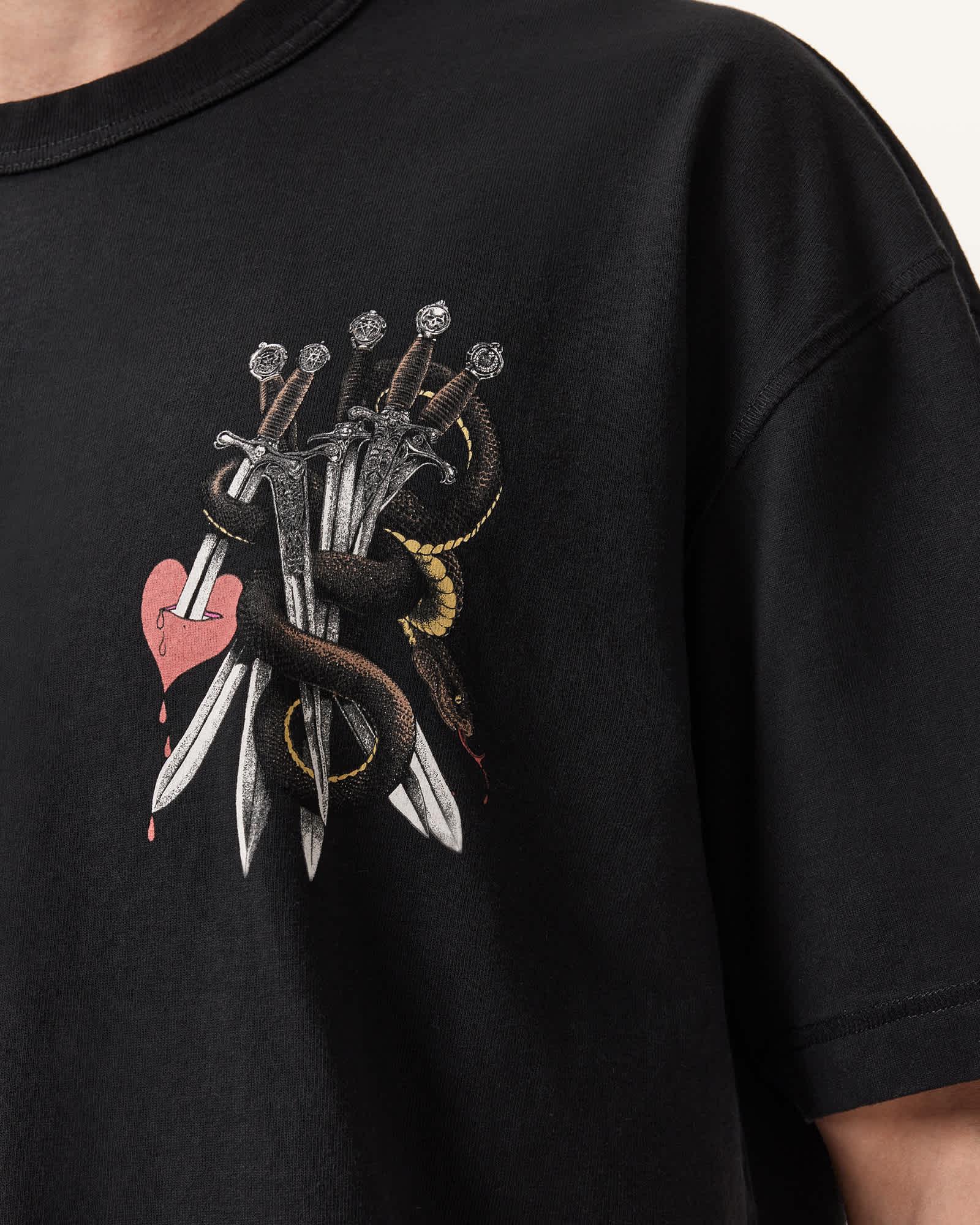 Serrate Short Sleeve Graphic T-Shirt Washed Black | ALLSAINTS US Product Image