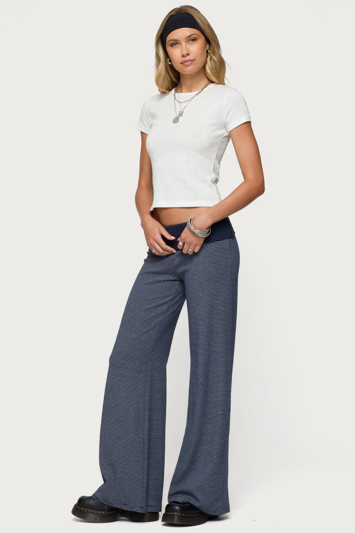 Amarna Striped Fold Over Pants Product Image