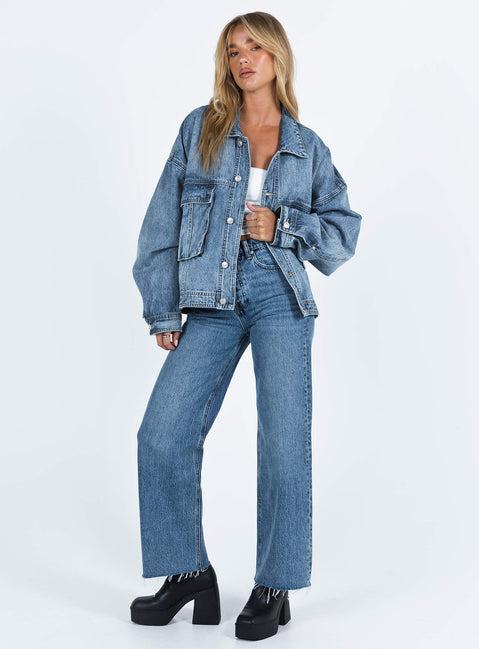 Kier Oversized Jacket Denim Mid Wash Product Image