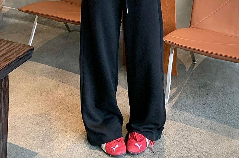 High Waist Plain Loose-Fit Wide-leg Sweatpants Product Image