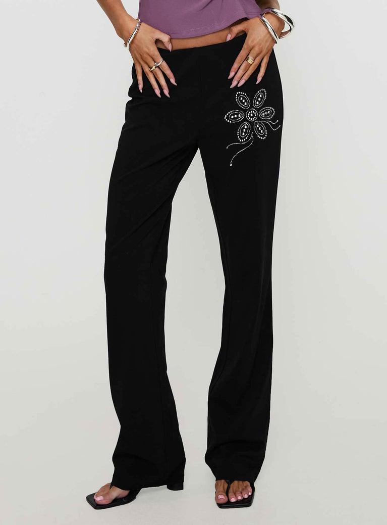 Quotation Diamante Flare Pants Black Product Image