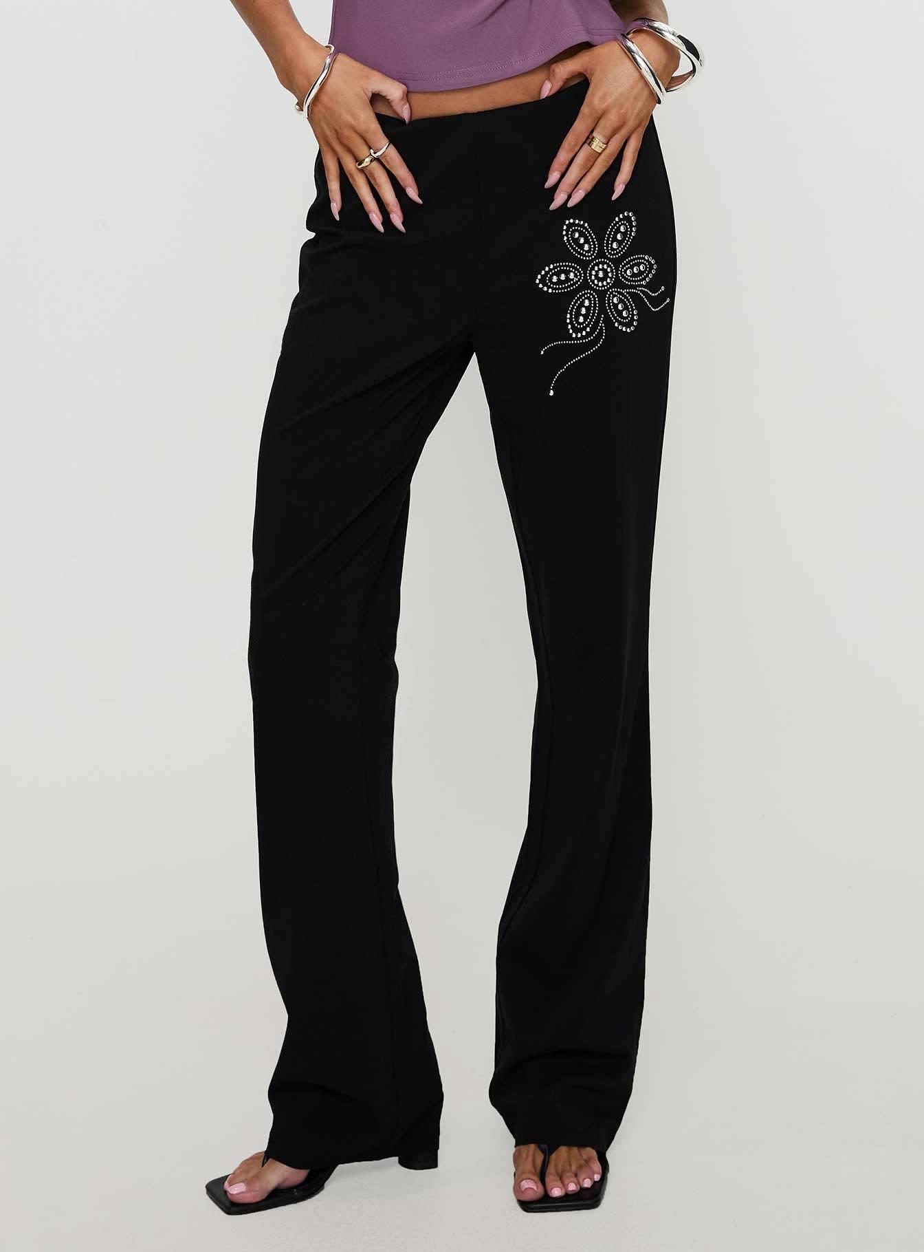 Quotation Diamante Flare Pants Black Product Image