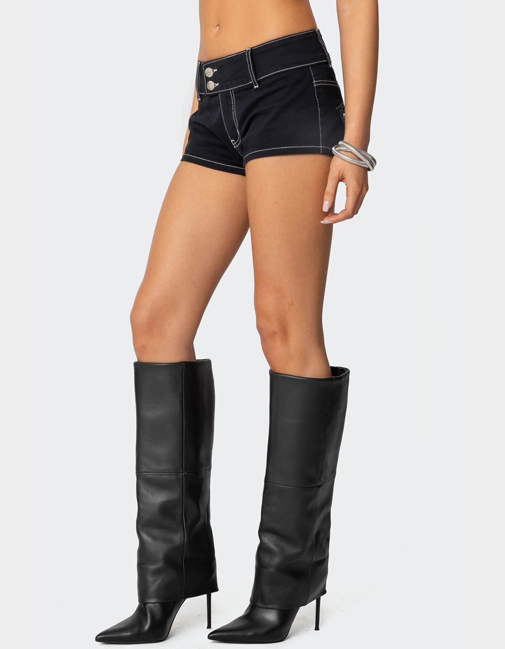 EDIKTED Yazi Star Micro Shorts - BLACK Product Image