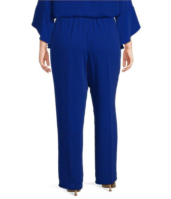 Caroline Rose Plus Size Matte Crepe Pull-On Straight Leg Pants Product Image