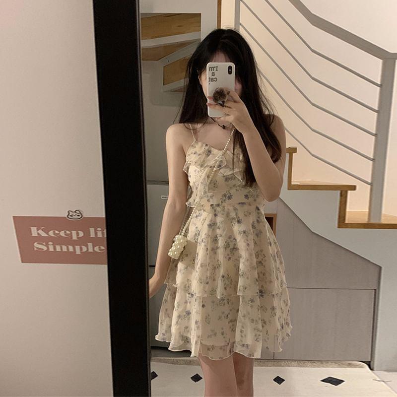 Spaghetti Strap Floral Mini A-Line Sundress Product Image