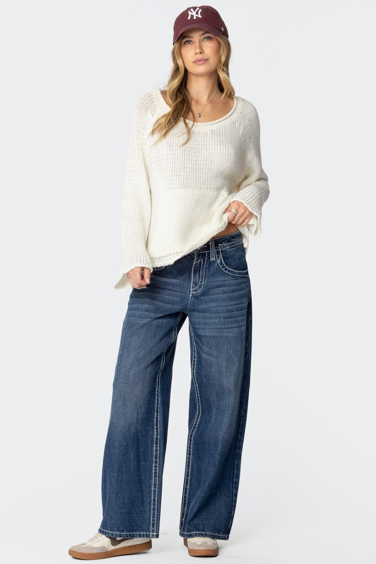 Kangaroo Pocket Oversized Knit Top Product Image