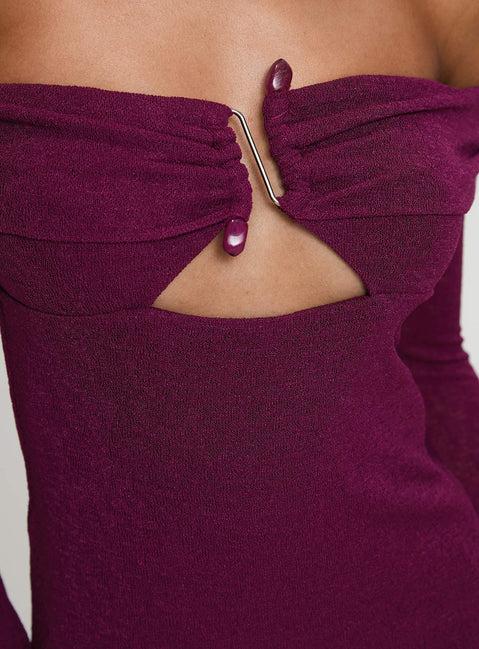 Firenza Long Sleeve Mini Dress Purple Product Image