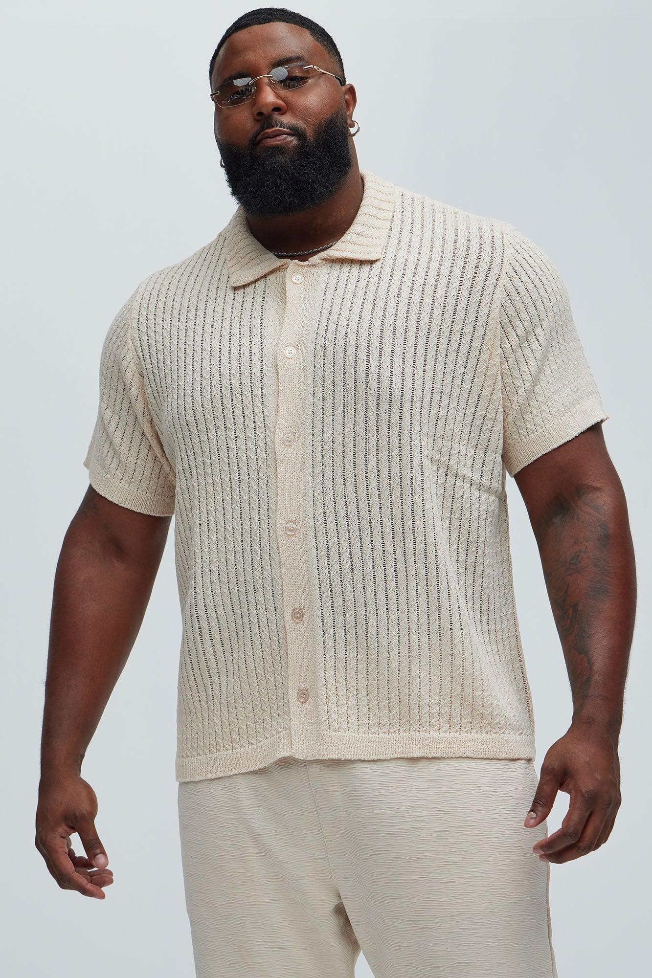 Perez Stripe Knit Shirt - Cream Product Image