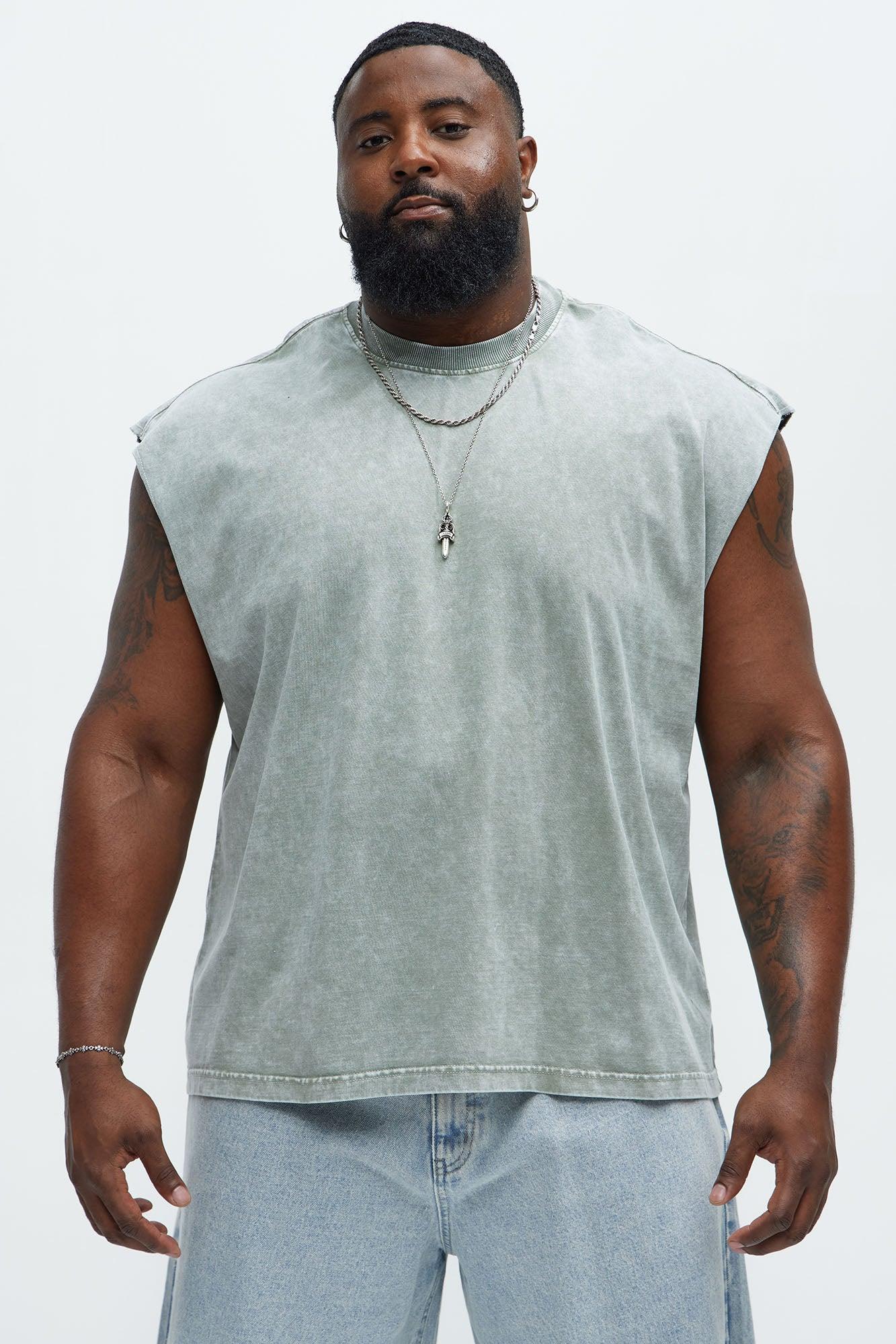 Relaxed Vintage Wash Heavyweight Muscle Tee - Sage Product Image