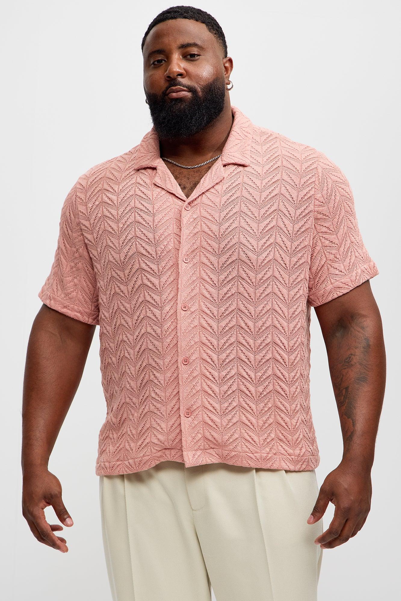 Bellvista Crochet Knitted Cuban Shirt - Pink Product Image