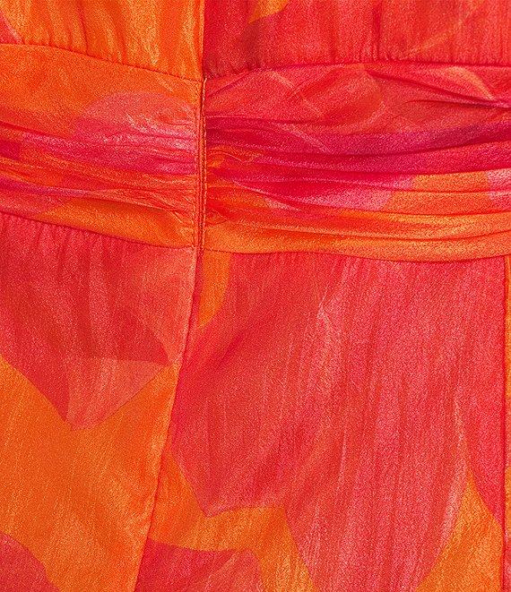 Xscape Plus Size Short Flutter Sleeve V-Neck Organza A-Line Dress Product Image