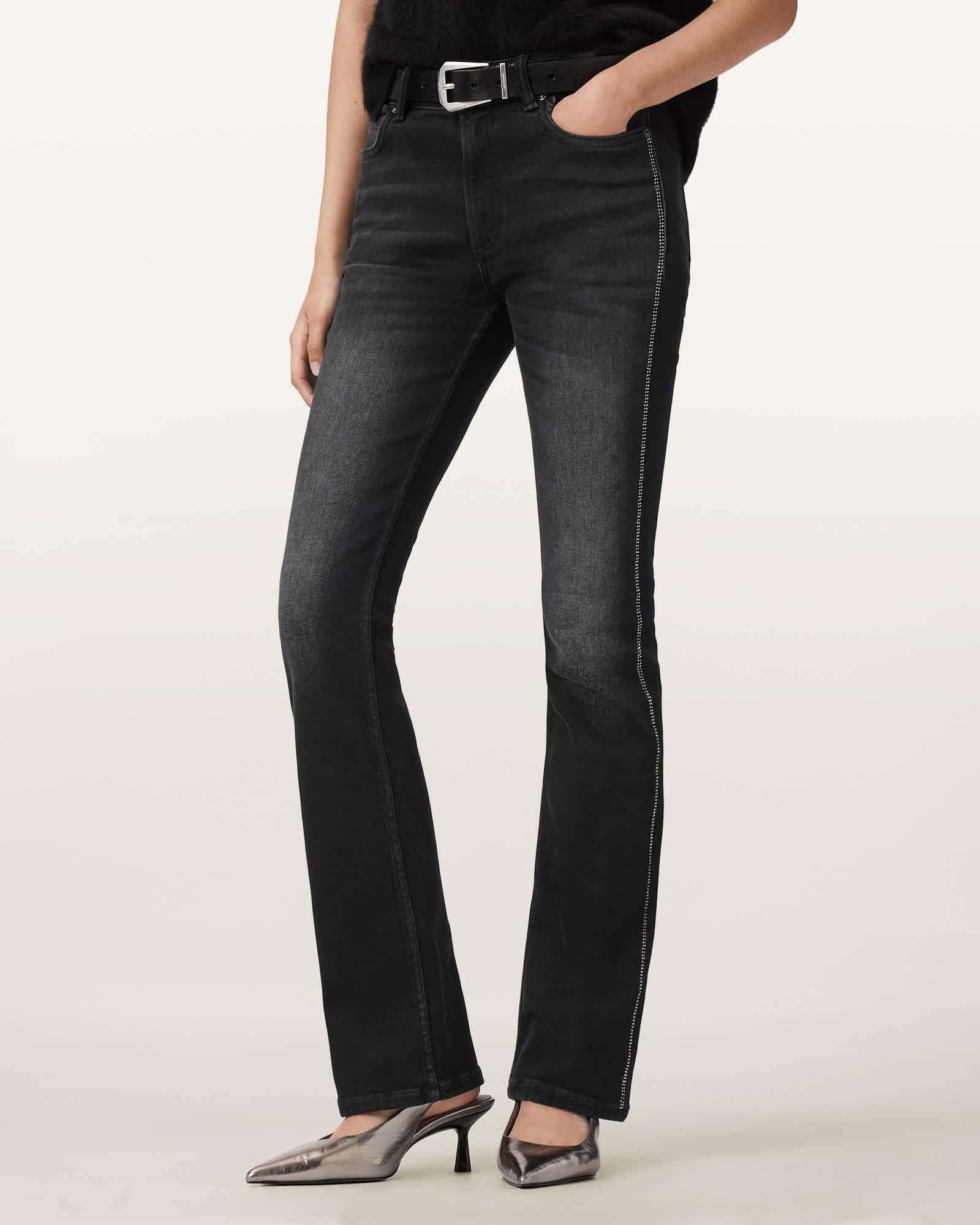 Haldan Crystal Embellished Jeans Washed Black | ALLSAINTS US Product Image