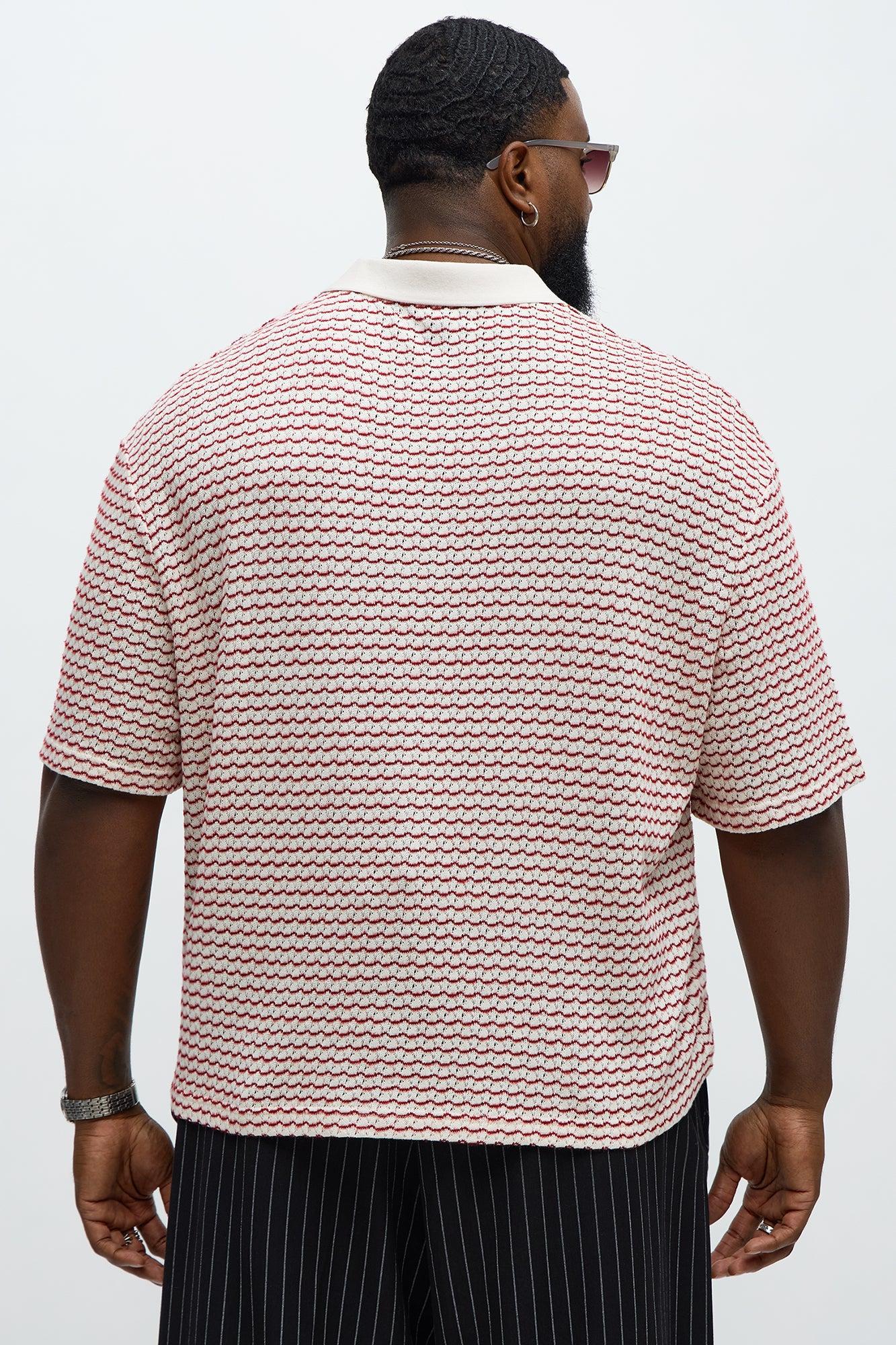 Regular Fit Color Block Button up Sweater Shirt - Cream/combo Male Product Image