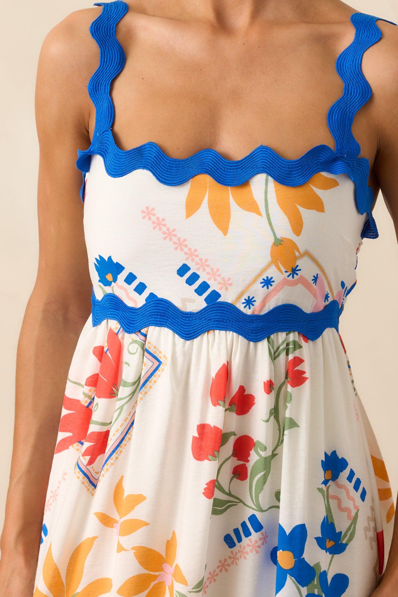 One Day At A Time Ivory Floral Patchwork Maxi Dress Product Image