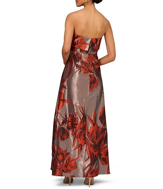 Aidan Mattox Floral Jacquard Strapless Sleeveless Popover Bodice Gown Product Image