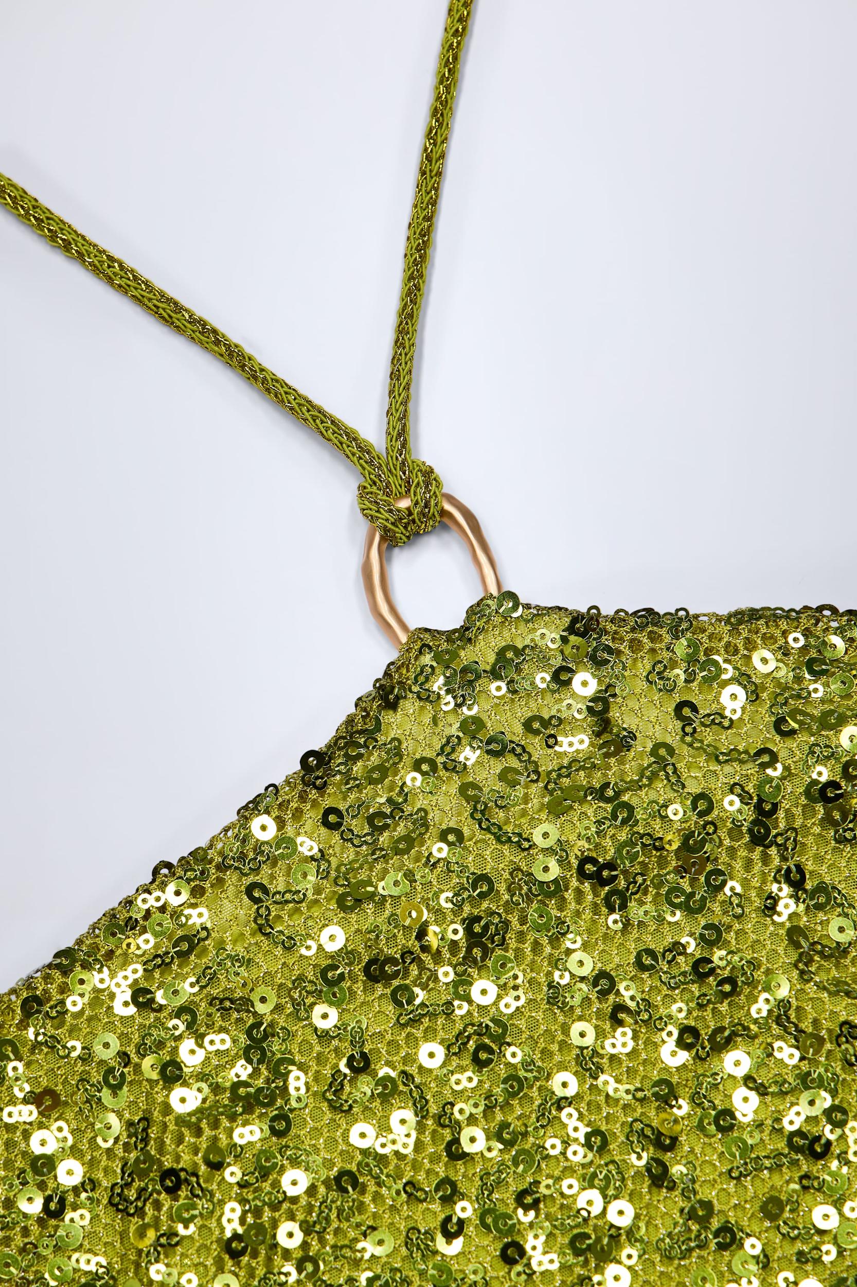 Embellished Hardware-Detail Strappy Maxi Skirt in Olive Green Product Image
