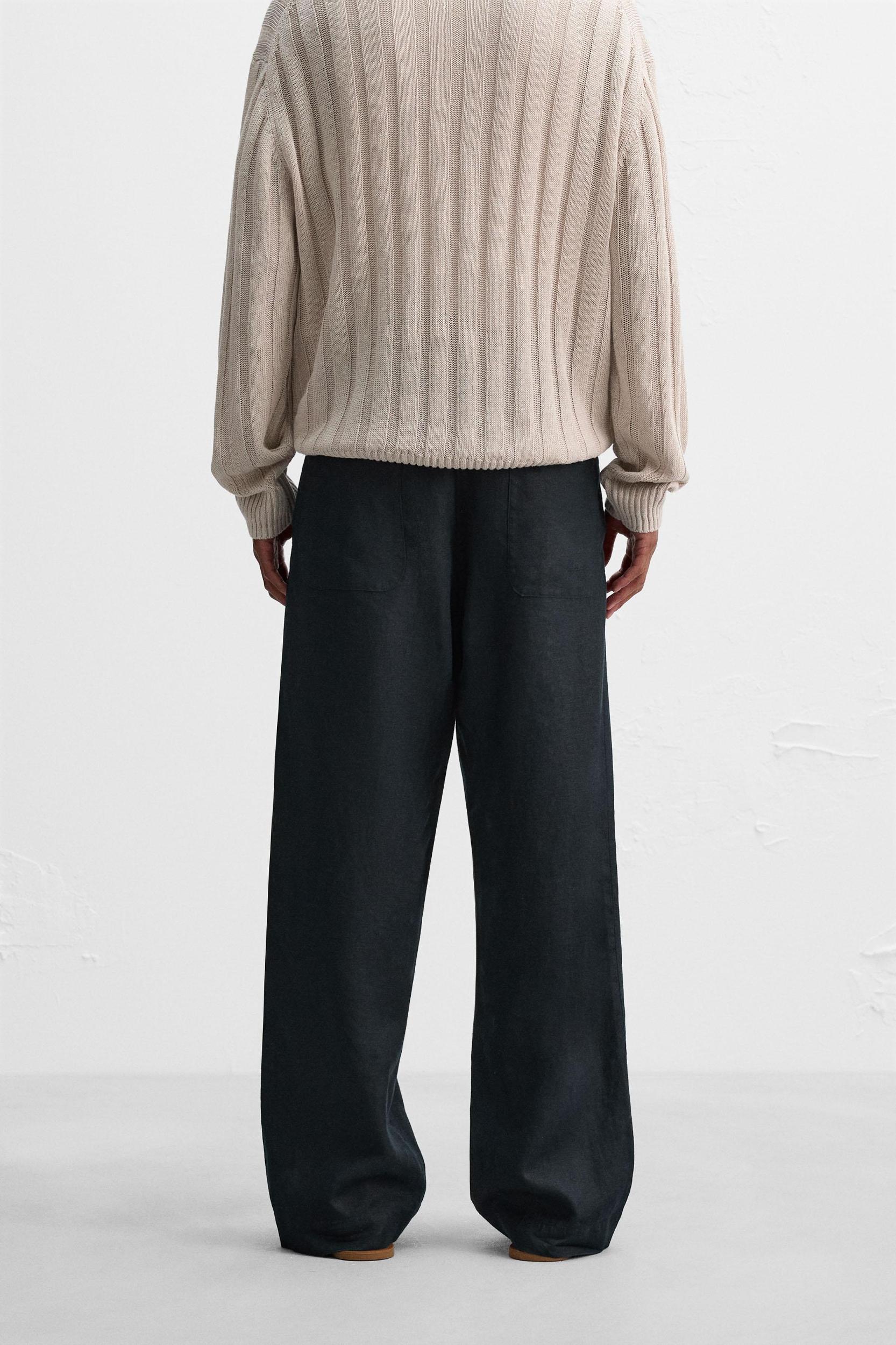 STRAIGHT FIT 100% LINEN PANTS Product Image