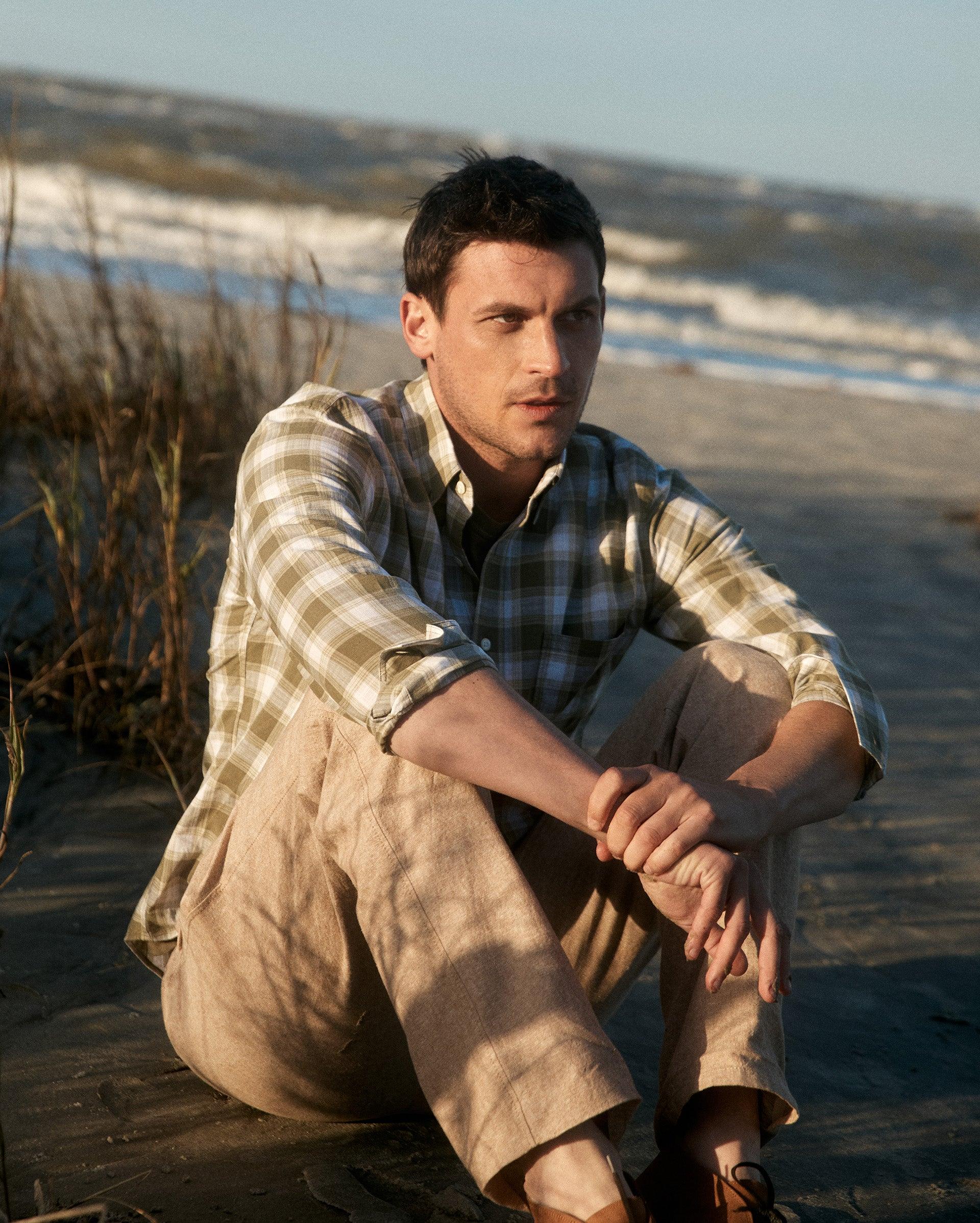 Chambray Flat Front Pant -  Product Image