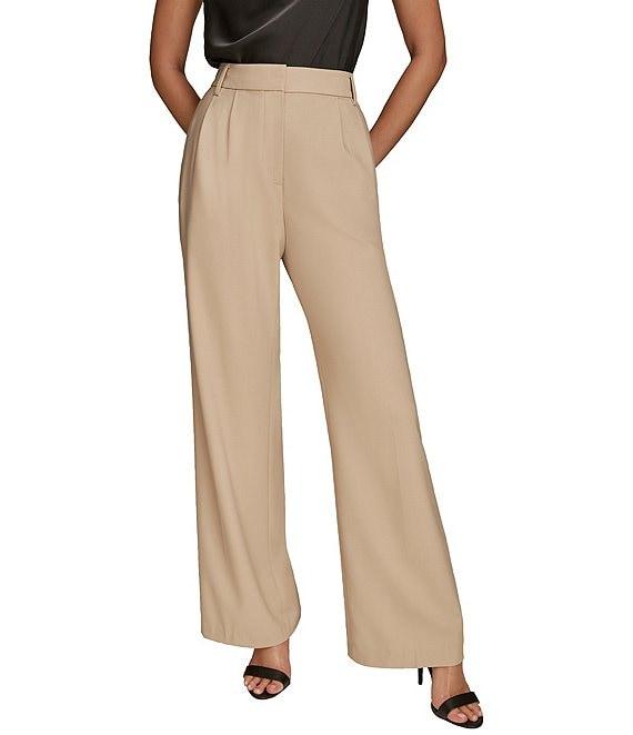 Donna Karan Bi-Stretch Pleated High Rise Wide Leg Pant Product Image