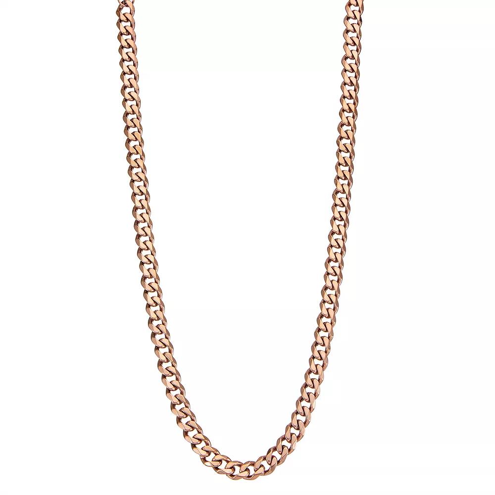 Men's Stainless Steel Cuban Chain Necklace, Size: 20", Pink Tone Product Image