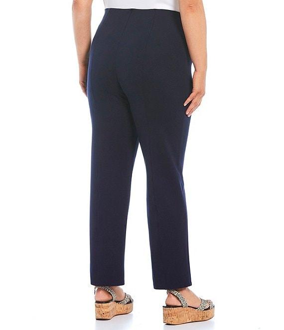 Slim Factor by Investments Plus Size Ponte Knit No Waist Slim Straight Pants Product Image