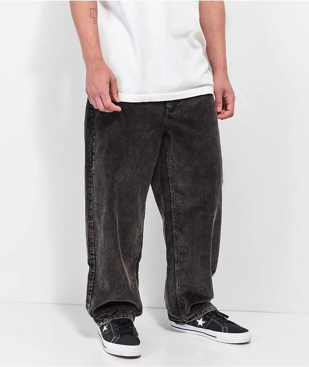 Empyre Loose Fit Sk8 Black Acid Wash Corduroy Skate Pants Product Image