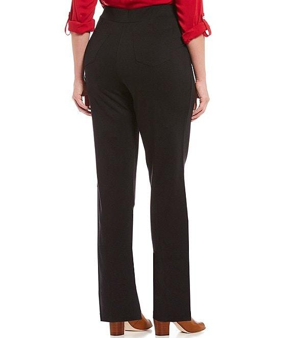 Intro Plus Size Bella Solid Double Knit Slim Hem Straight Leg Pants Product Image