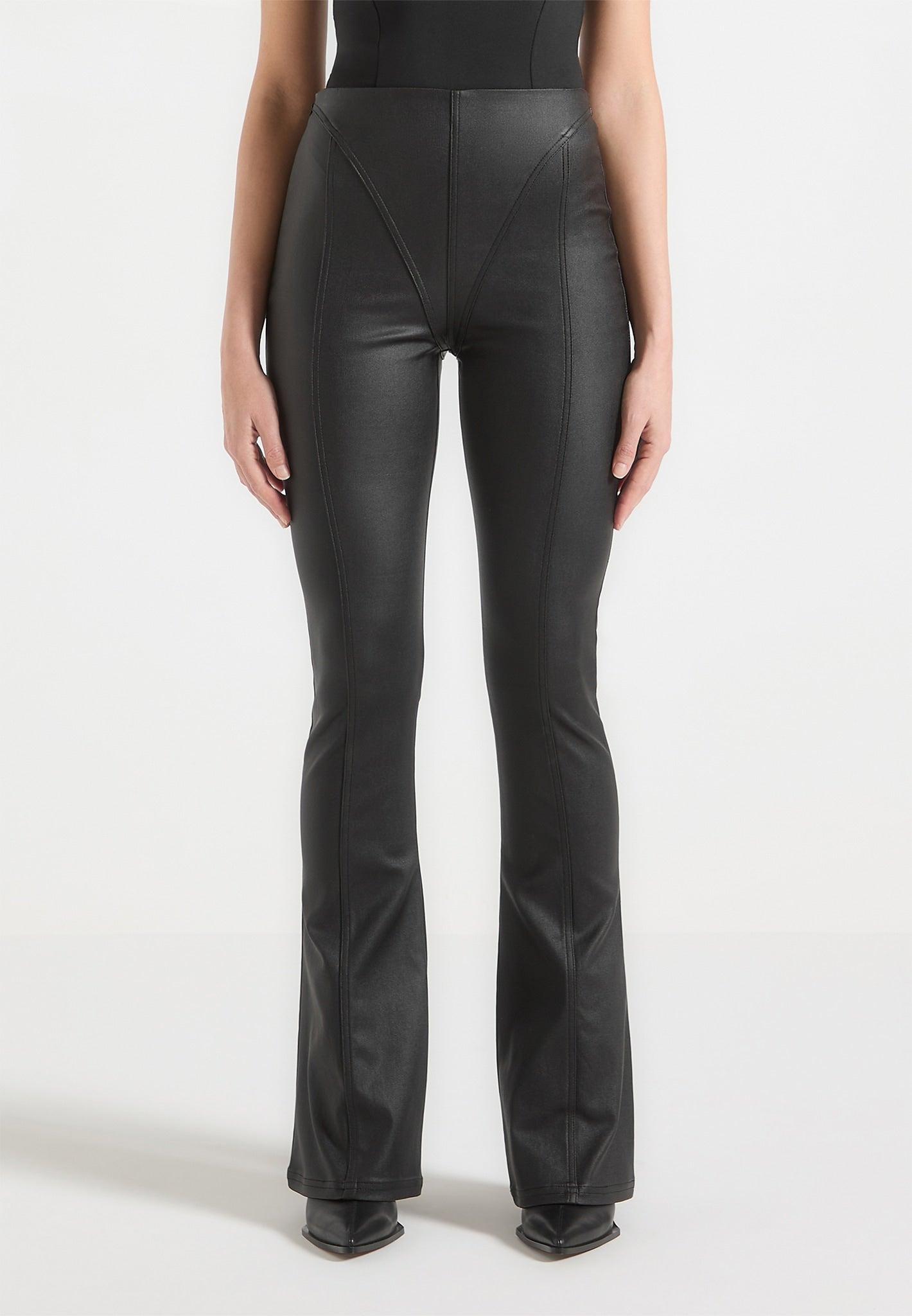 Wax Effect Fit and Flare Leggings - Black Female Product Image