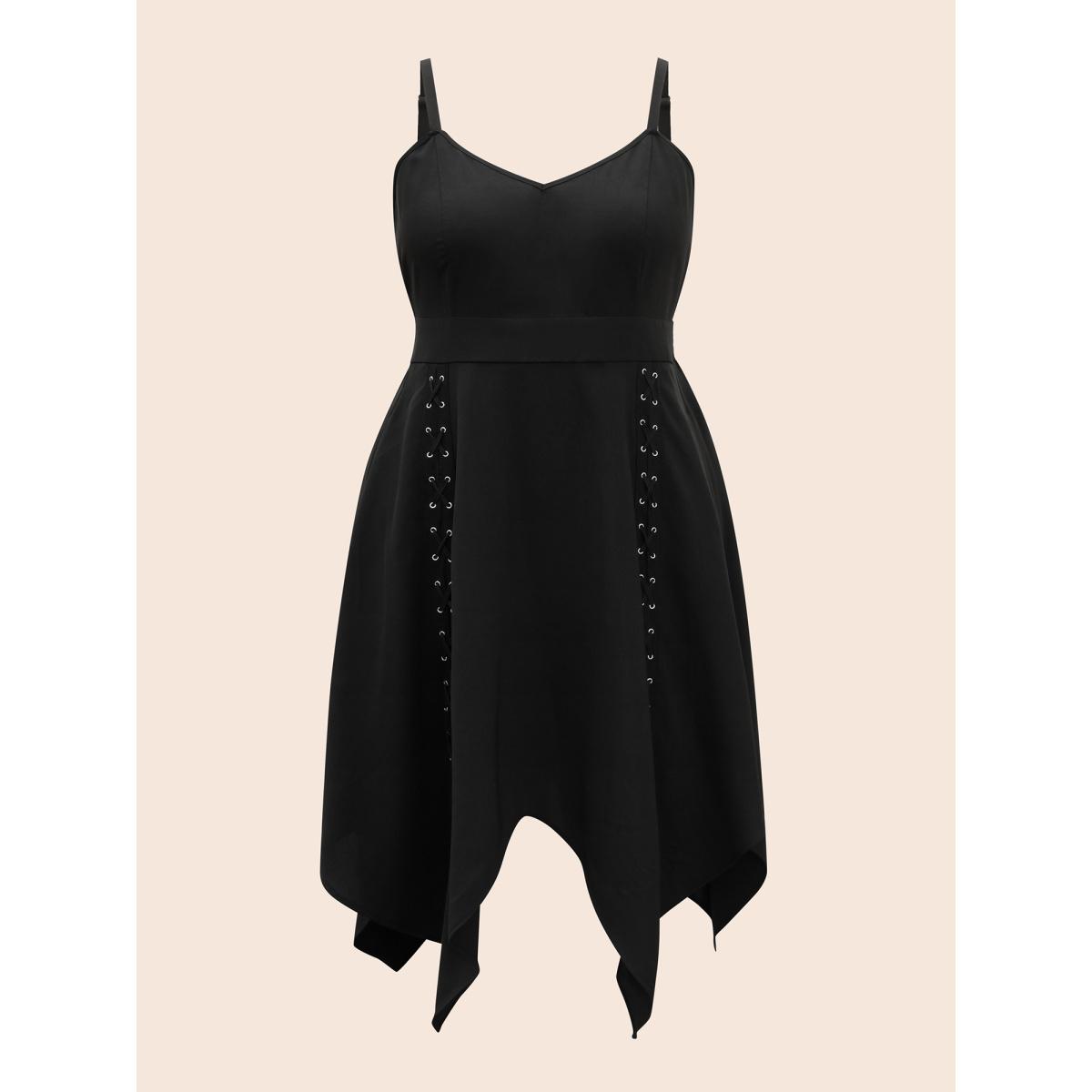 Plus Size Mystic Irregular Lace Up Midi Dress Black Women Cocktail Wraparound straps Party Curvy Bloomchic 14-16/1X Product Image