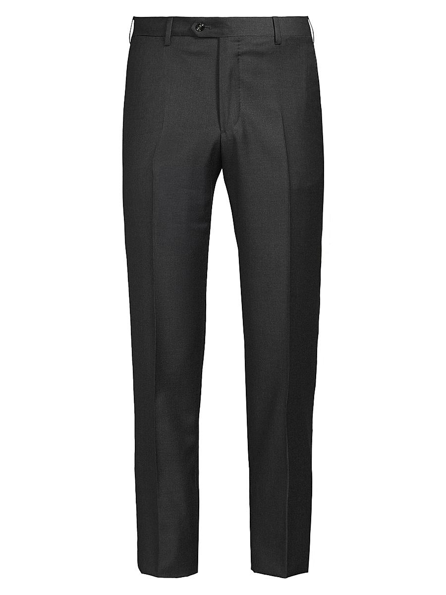 Mens Crease-Front Virgin Wool Trousers Product Image