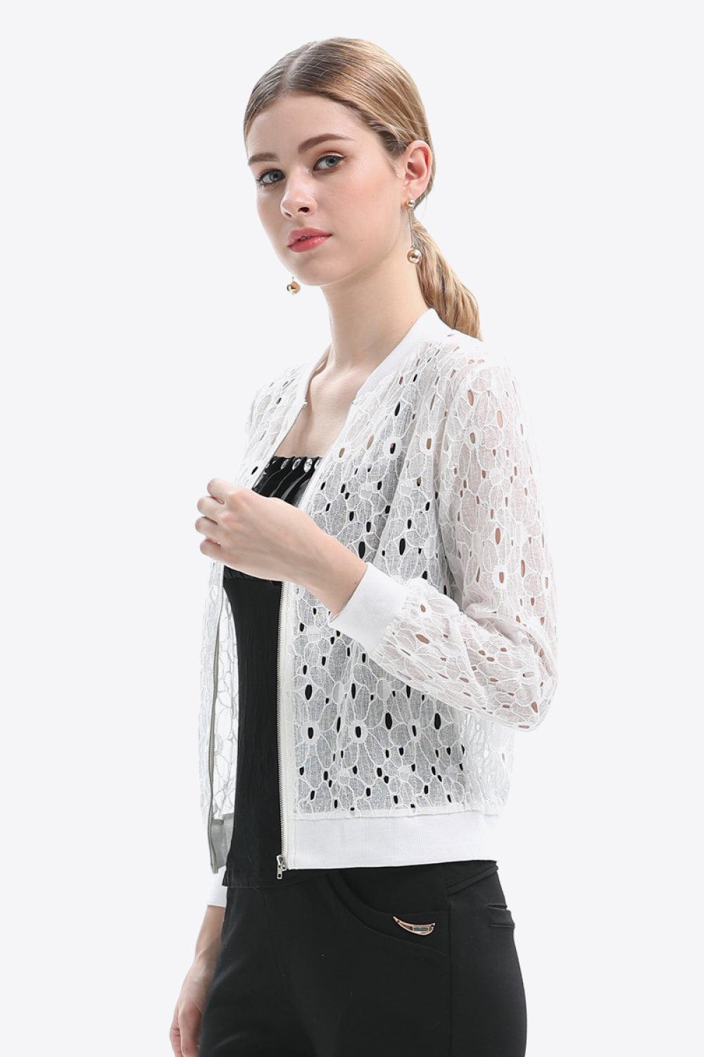 Openwork Zip Up Jacket Product Image