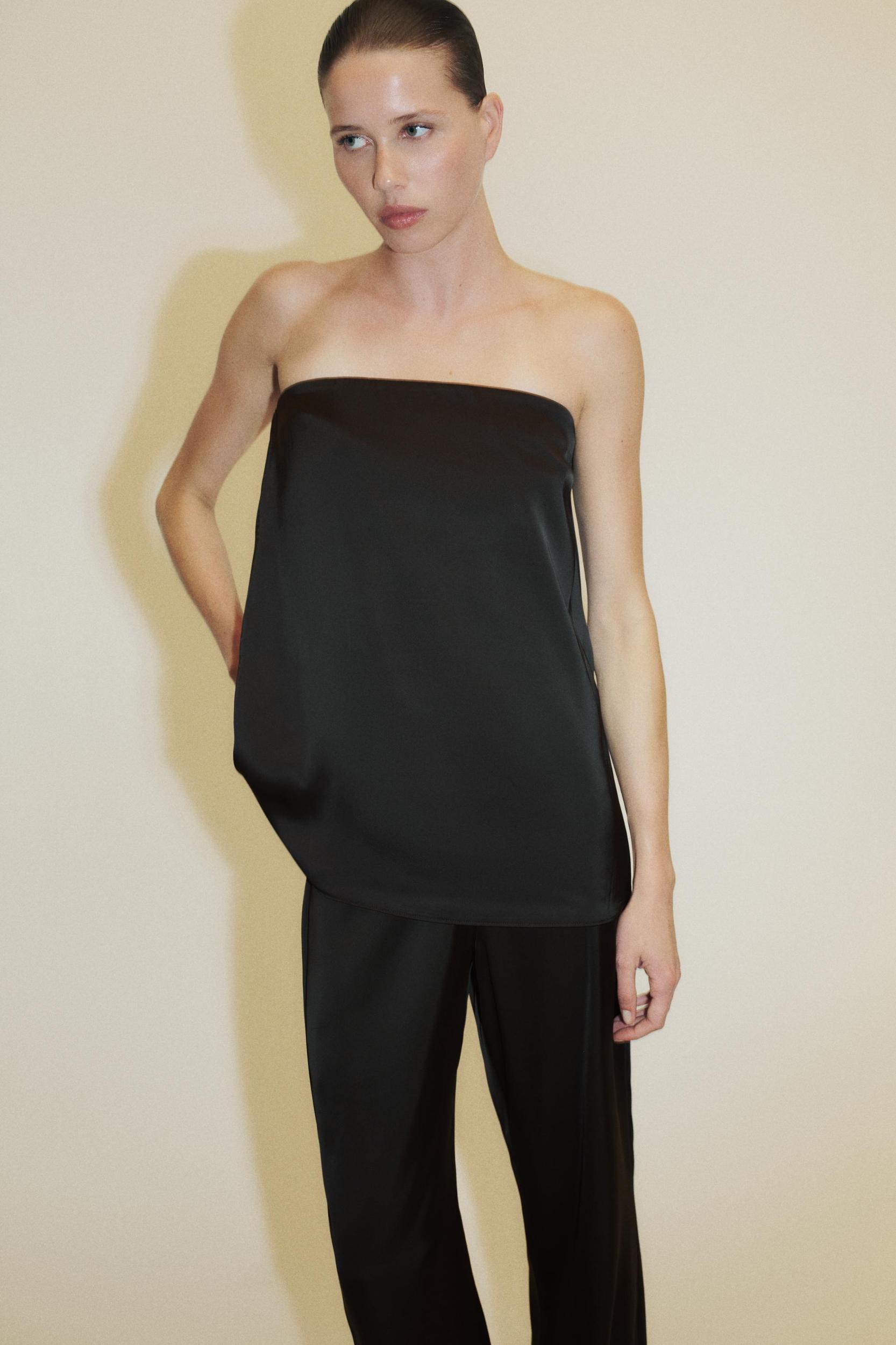 STRAPLESS SATIN EFFECT TOP Product Image