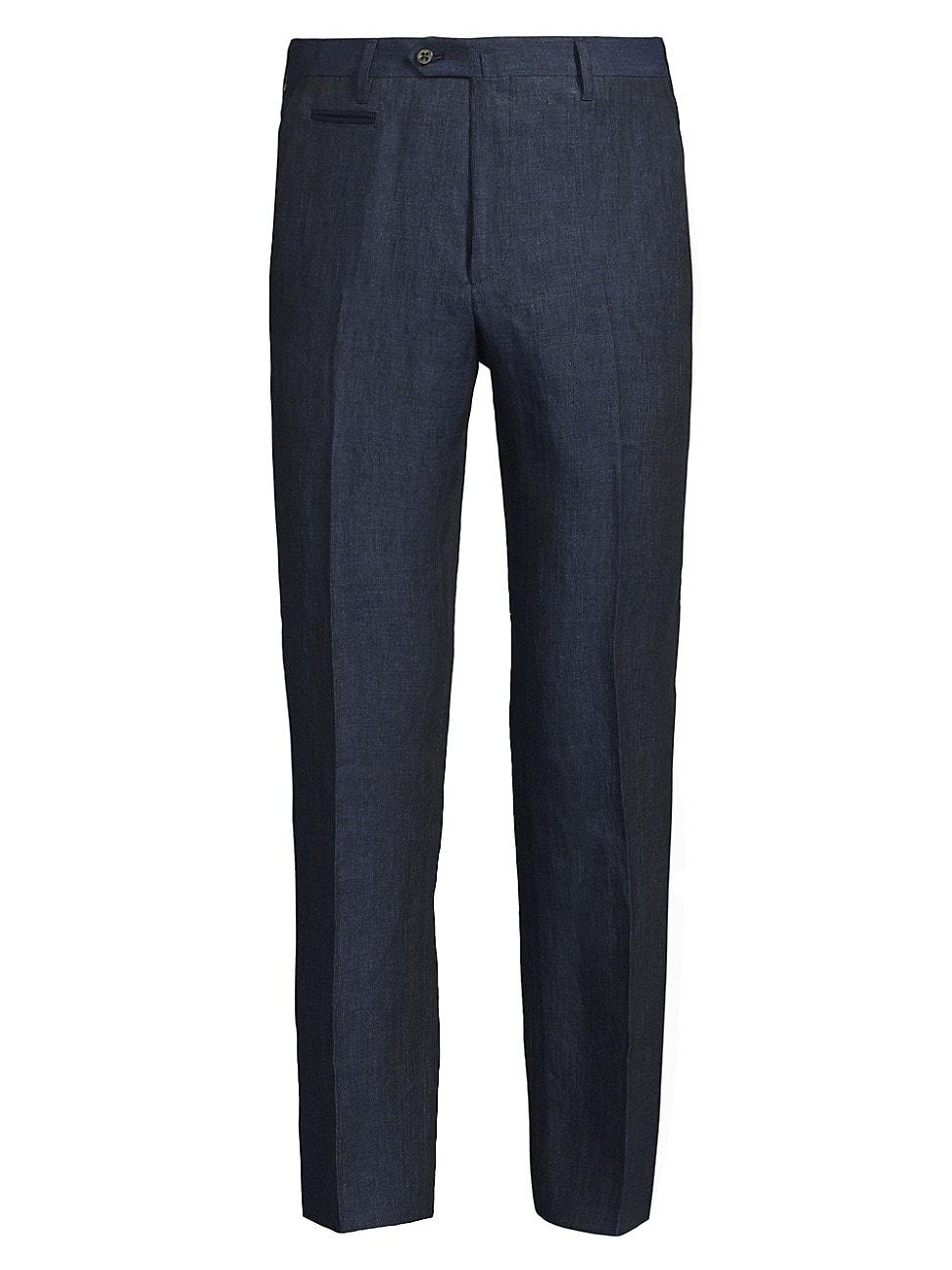 Mens Straight-Leg Linen Trousers Product Image