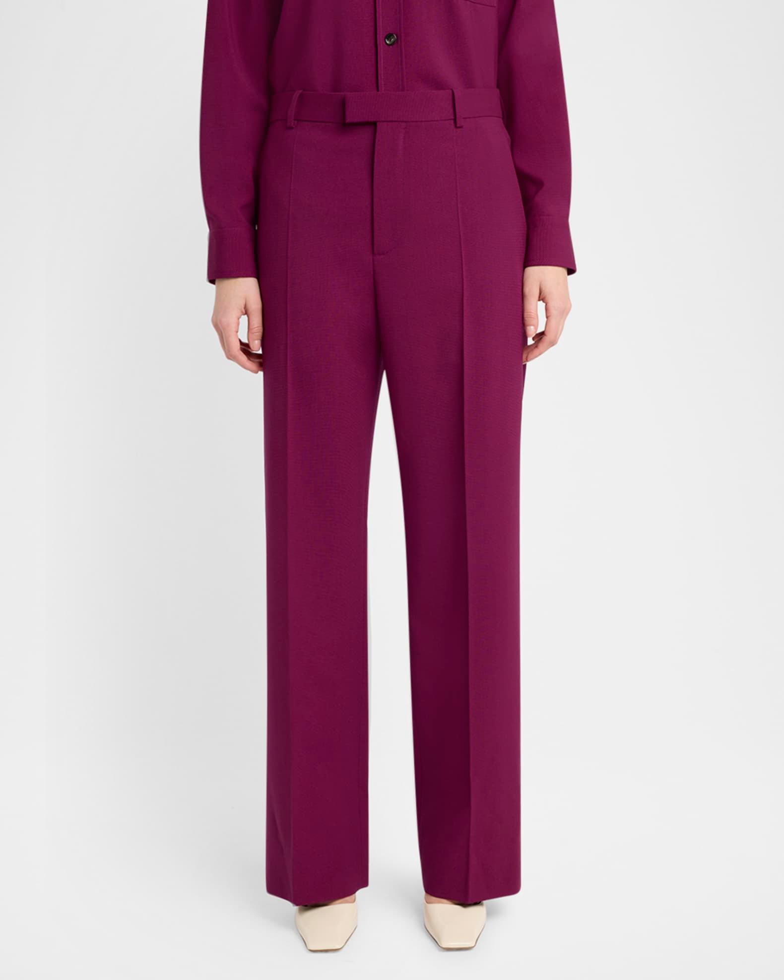 Fine Viscose-Silk Twill Straight-Leg Trousers Product Image