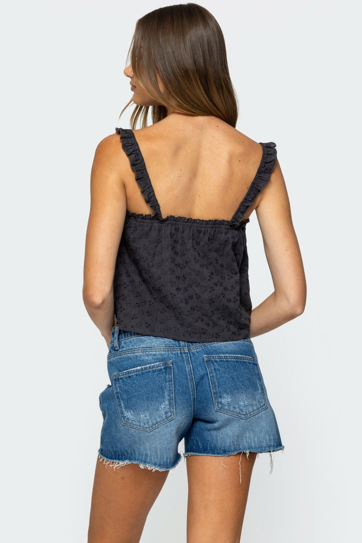 Tami Eyelet Ruffle Tank Top Product Image