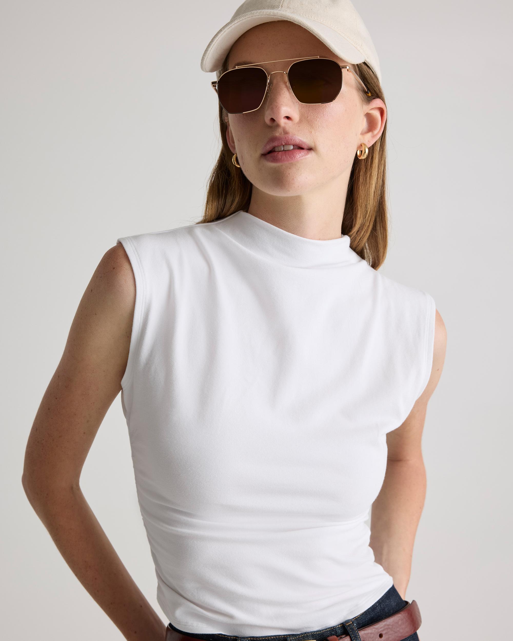 Quince | Women's Stretch Cotton Jersey Sleeveless Mock Neck Top Size XS, Organic Cotton Product Image