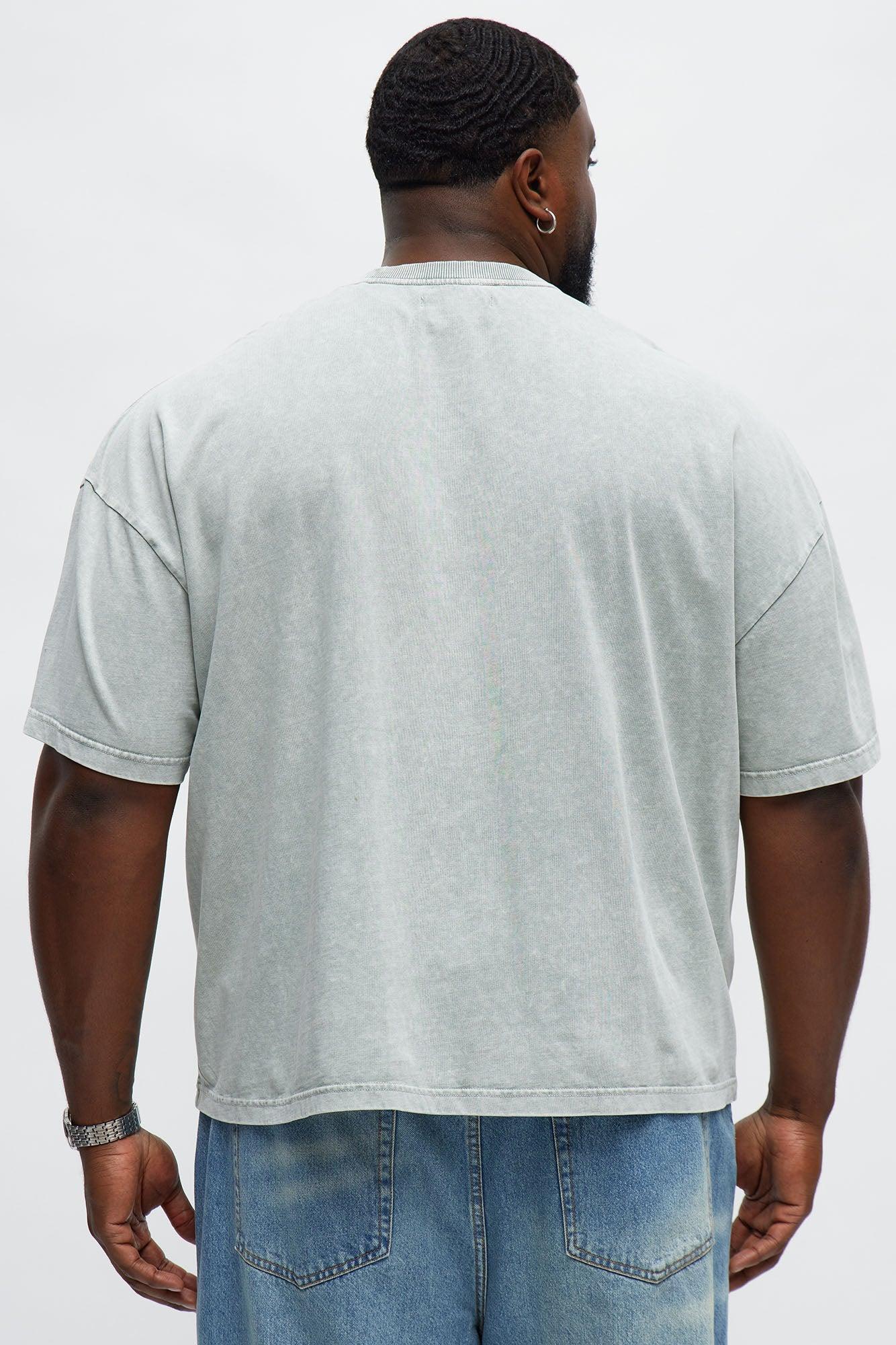 Tinted Acid Wash Boxy Cropped Heavyweight Short Sleeve Tee - Sage Product Image
