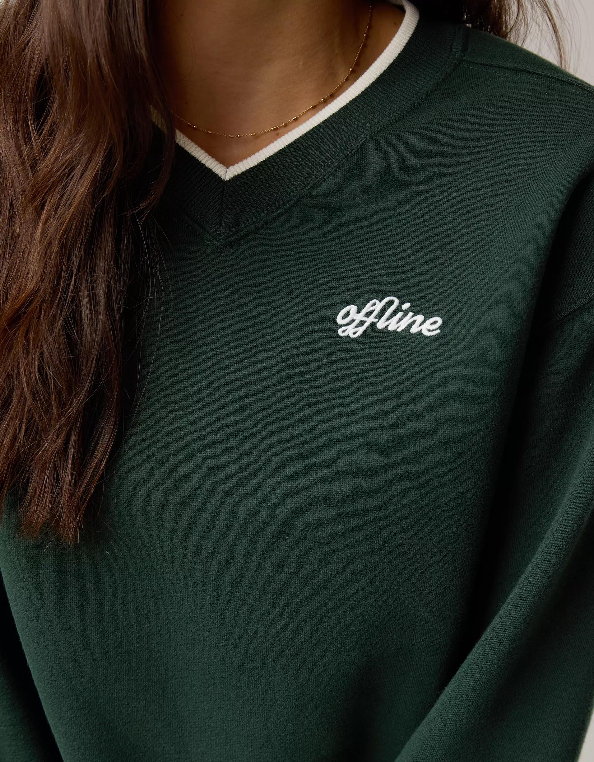 OFFLINE By Aerie Cloud Fleece V-Neck Crew Sweatshirt Product Image