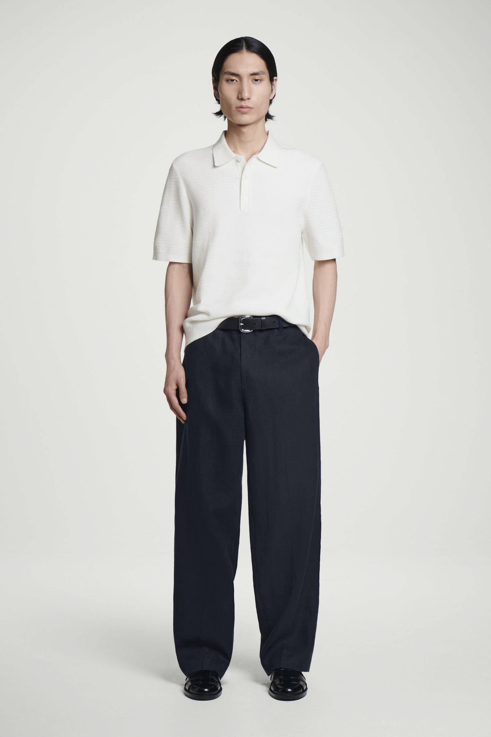 TEXTURED KNITTED COTTON POLO SHIRT Product Image