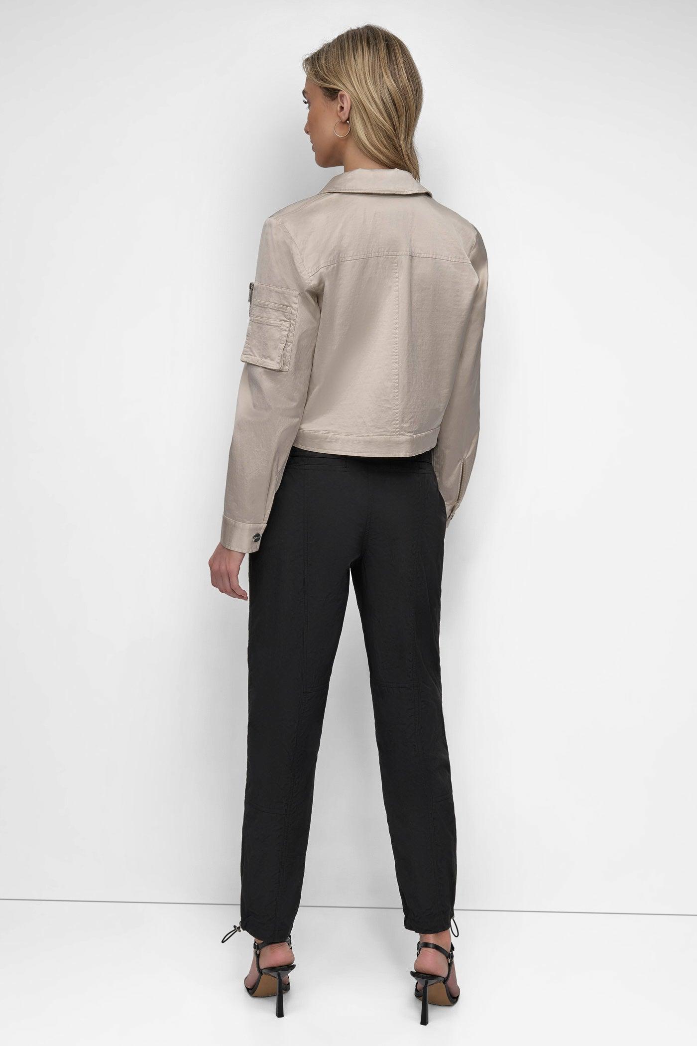 LONG SLEEVE CROPPED SATEEN JACKET Product Image