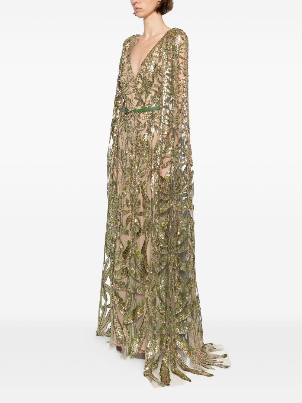 Embroidered Tulle Long Dress Product Image